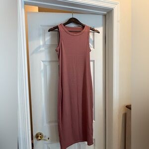 Ribbed Tank Midi Dress - Dusty Rose